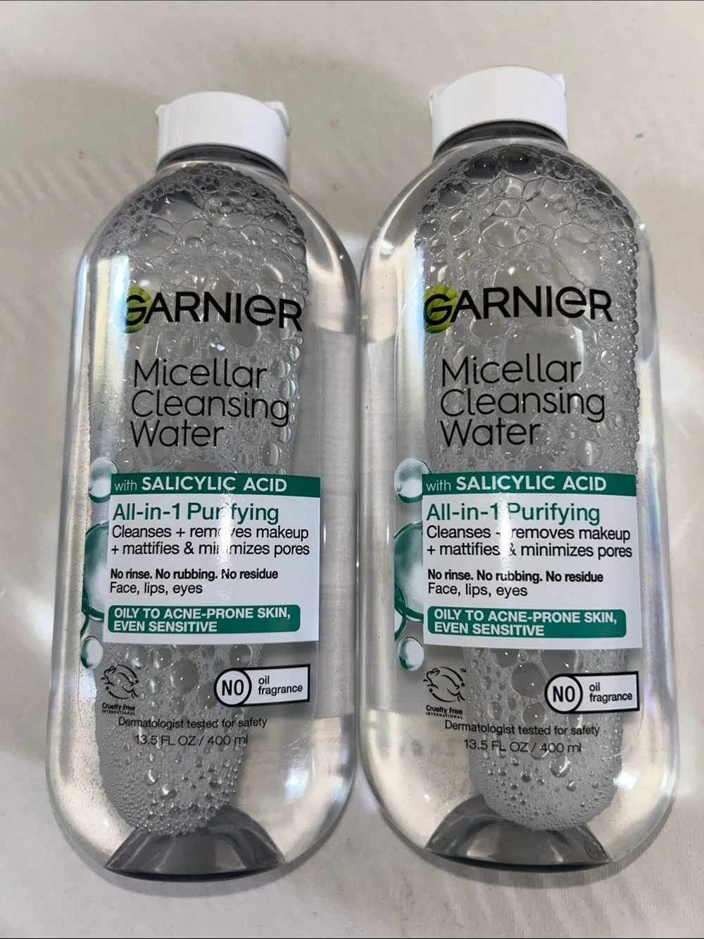 2x Garnier Micellar Cleansing Water Bottles — with Salicylic Acid